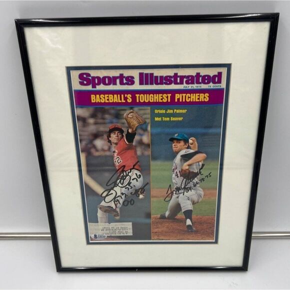 Jim Palmer & Tom Seaver Signed Sports Illustrated Magazine Framed CY  Beckett - Picture 1 of 8
